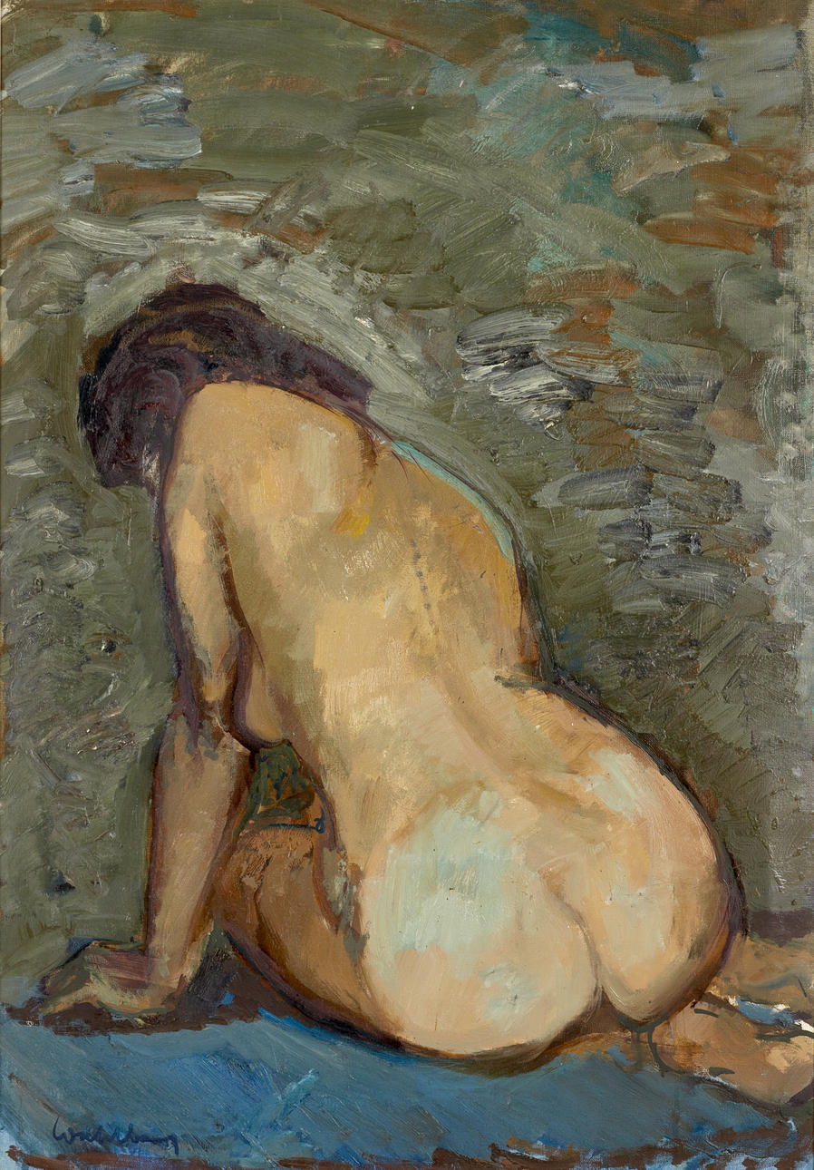 BERTIL WAHLBERG (SVERIGE, 1923–1980). Sittande modell, signerad, olja på duk