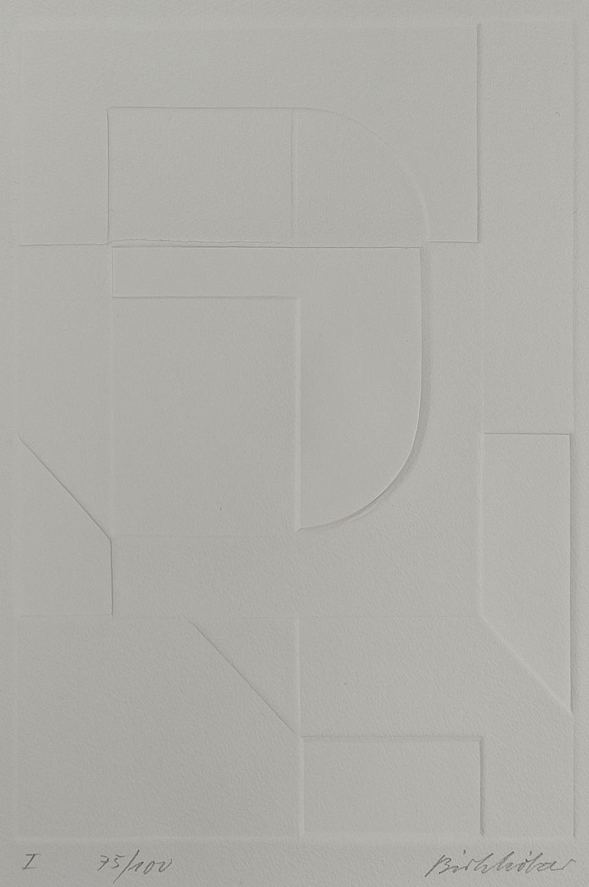 ATTRIBUTED TO BIRKHOFER, GERHARD. Geometric composition, embossed print on paper.
