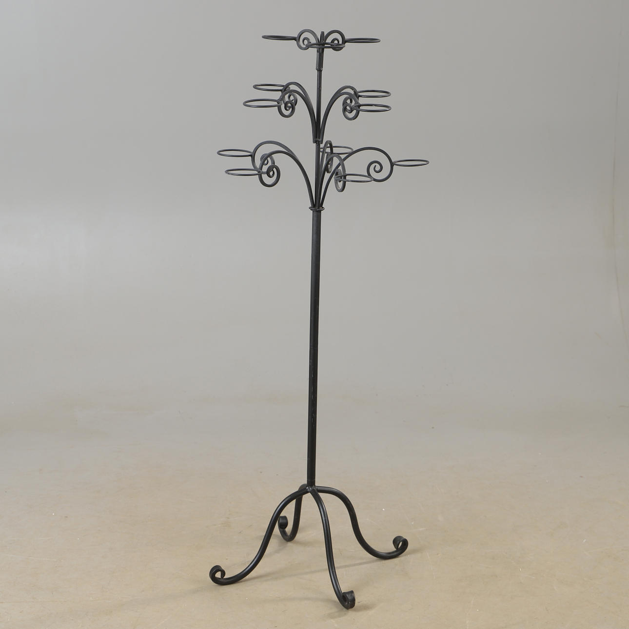 FLOOR CANDLESTICK, wrought iron.