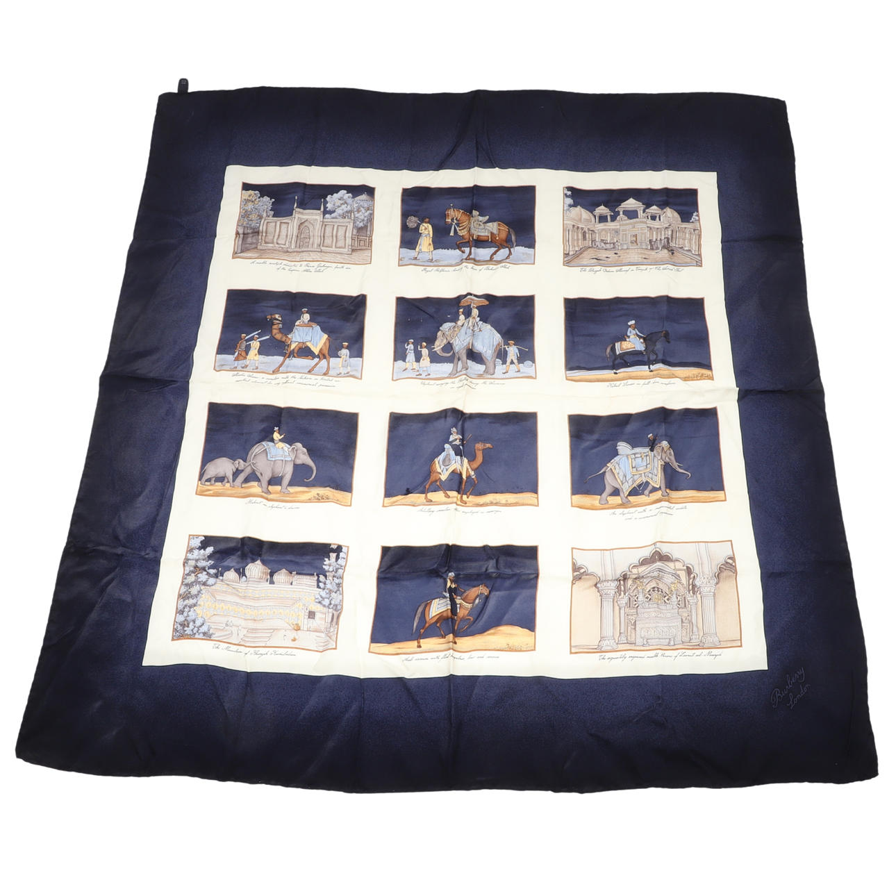 A BURBERRY INDIAN PROCESSION SILK SQUARE.