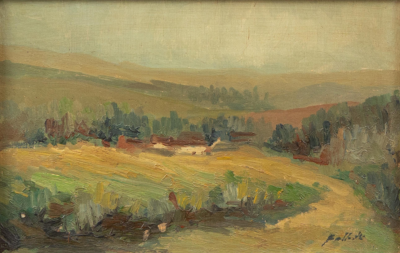 OIDENTIFIERAD KONSTNÄR. Landscape, oil on panel, indistinctly signed.