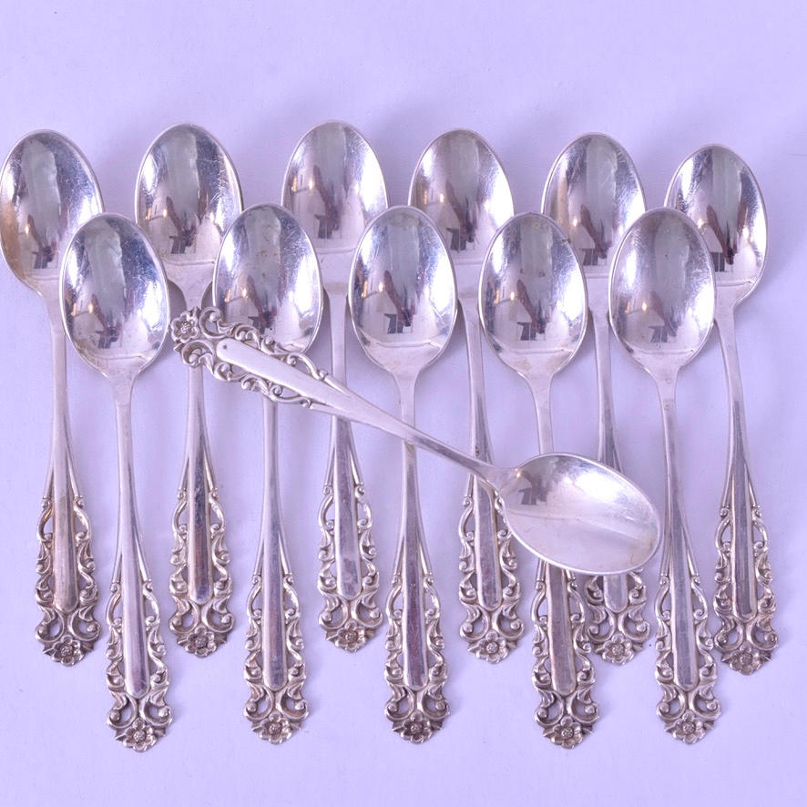 TEA SPOONS, 12 pcs, silver.