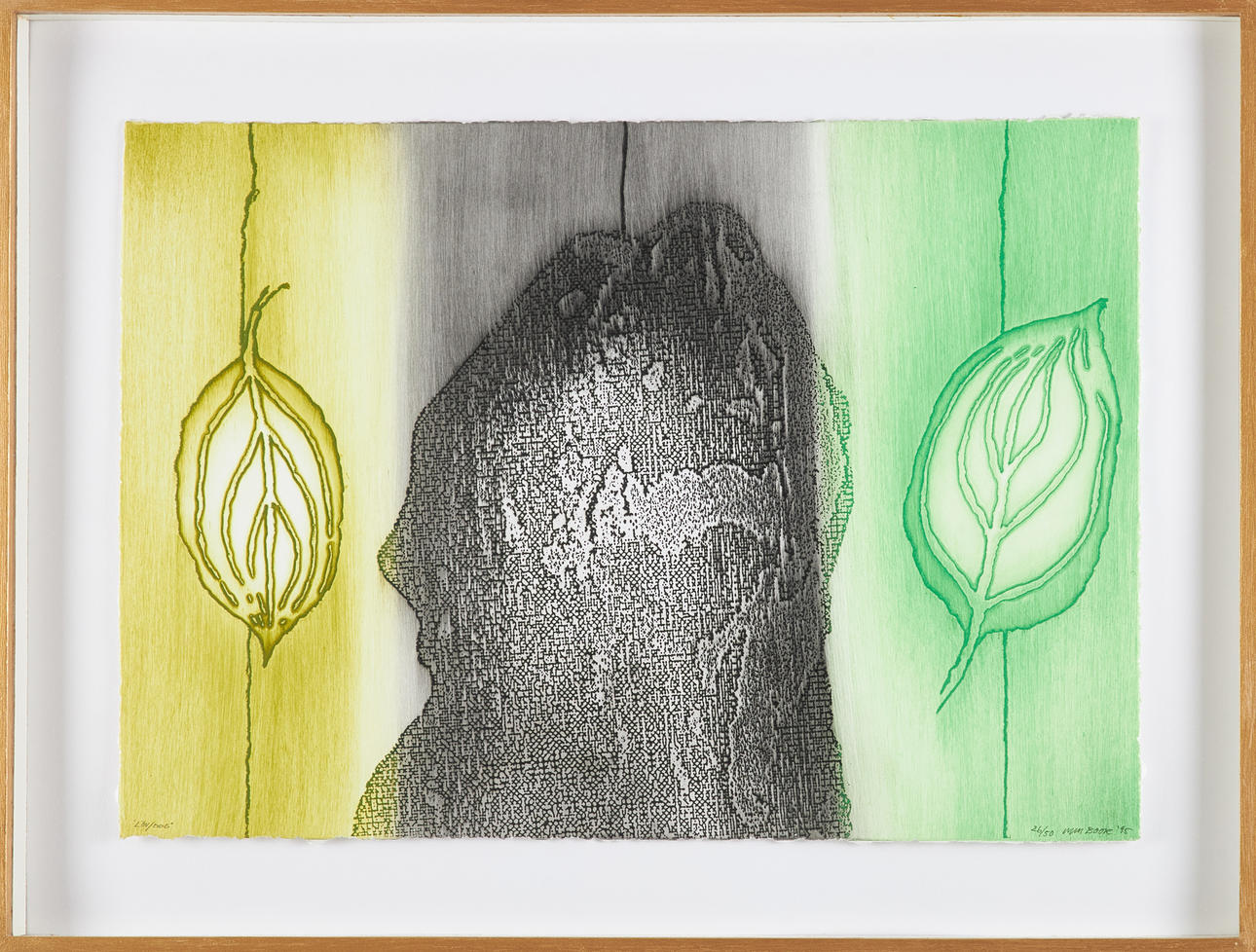 MAX BOOK. "Löv/Dog", 26/50, composition, colour lithograph, signed and dated Max Book -95.