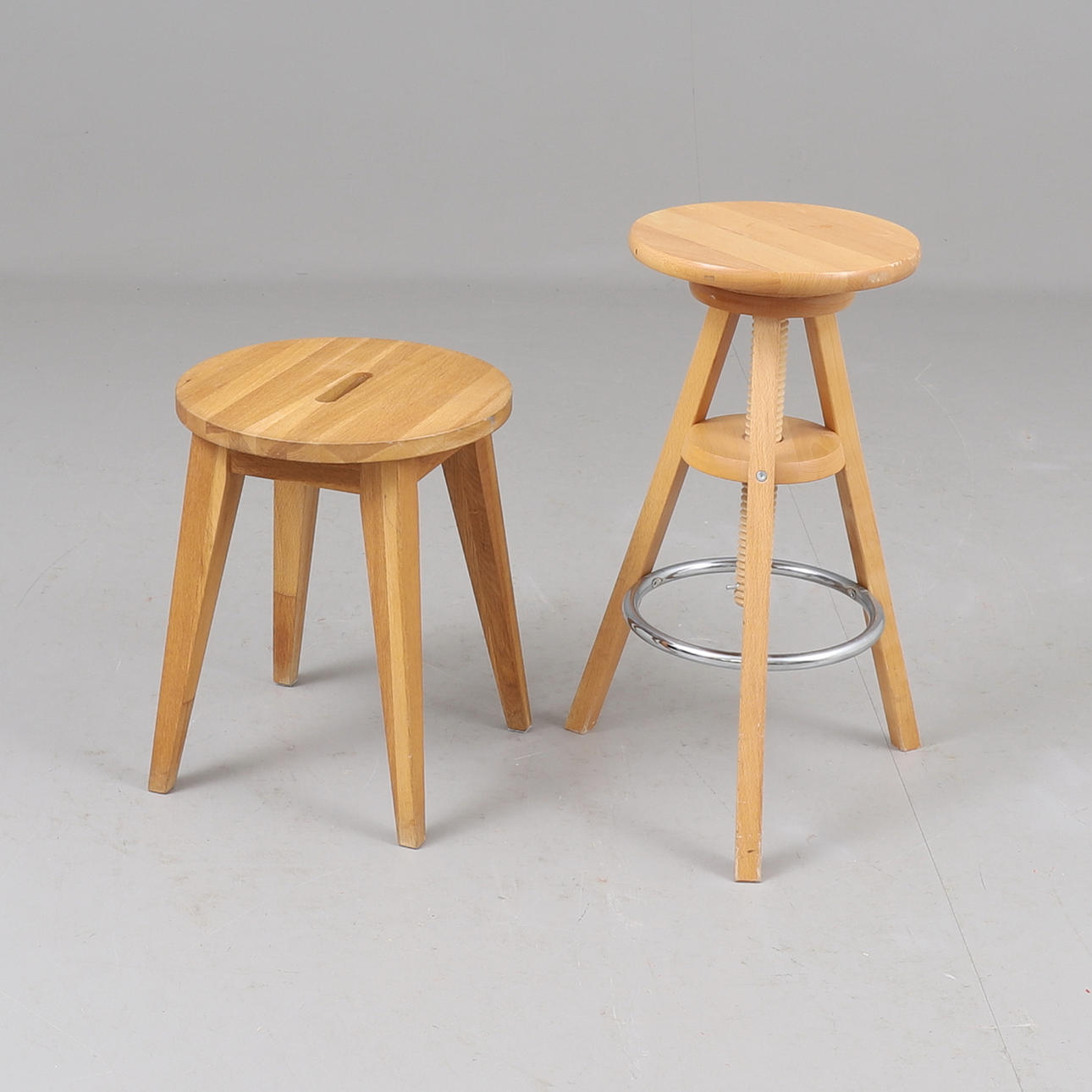 STOOLS, 2 pieces, wood.