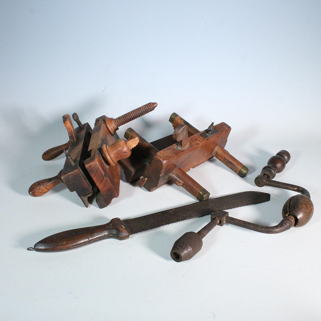 Collection of antique tools.
