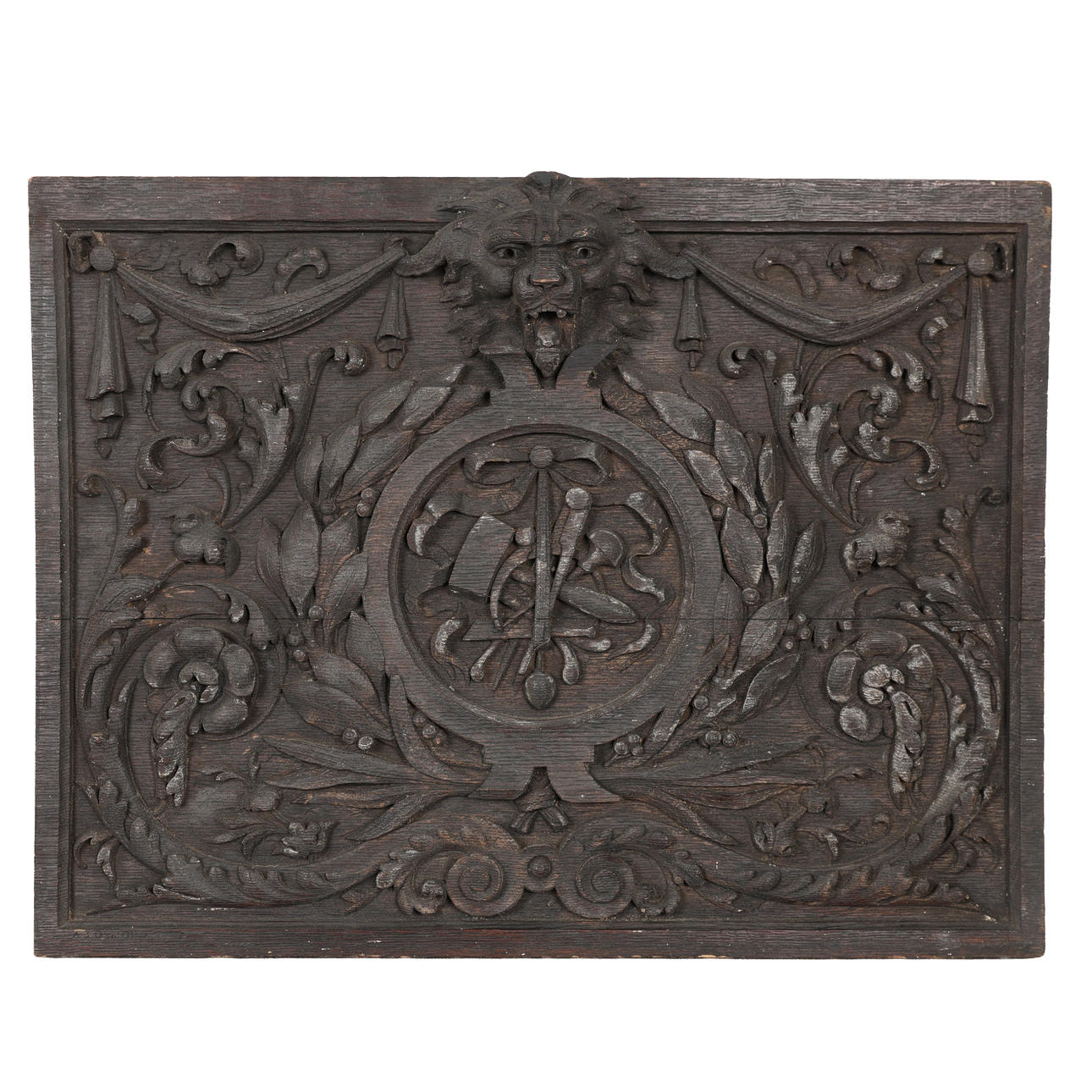 A VICTORIAN RENAISSANCE REVIVAL OAK PANEL.