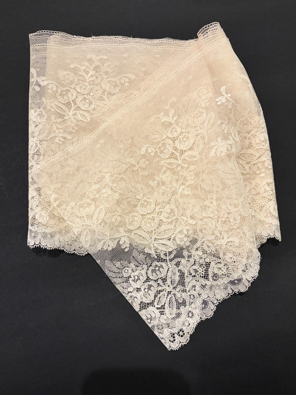 Chantilly lace border, 19th Century.