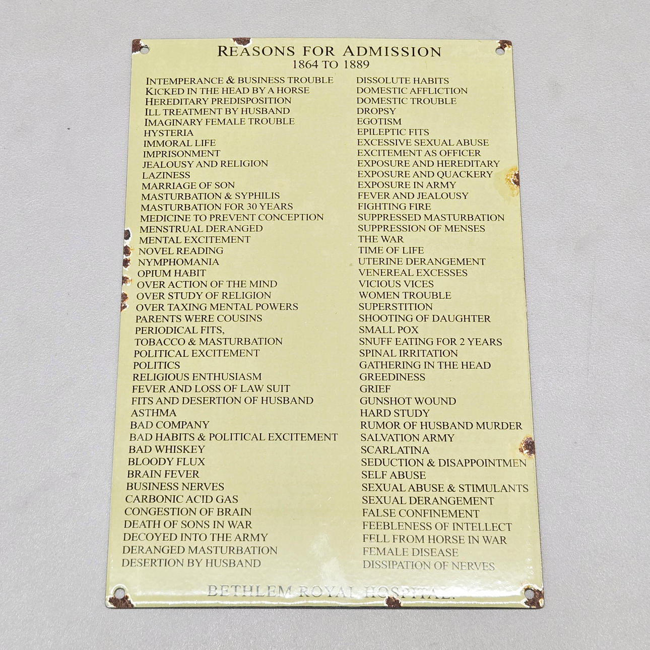 REPRODUCTION HOSPITAL SIGN.