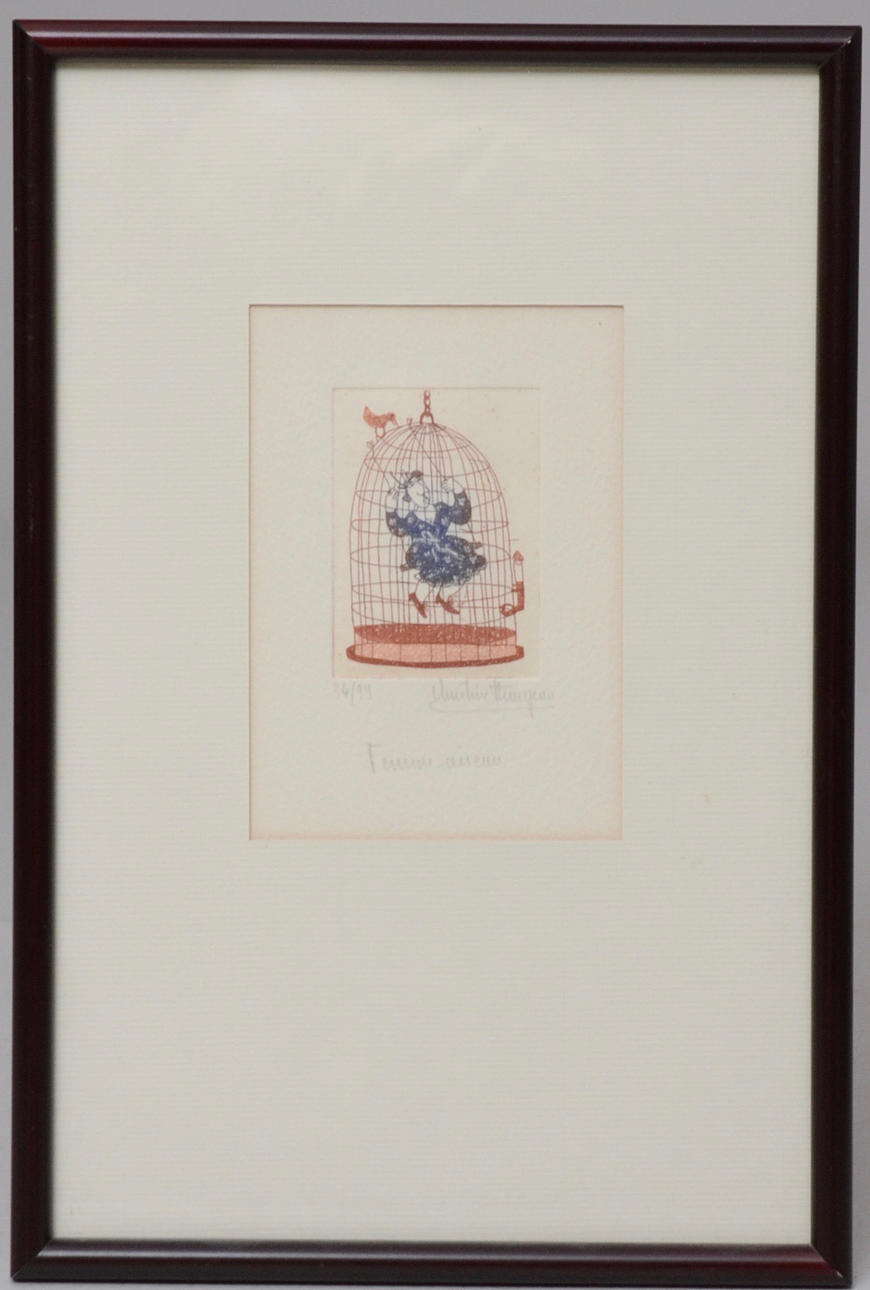 OIDENTIFIERAD KONSTNÄR. LITOGRAFI FÄRGLAGD, FRANKRIKE.