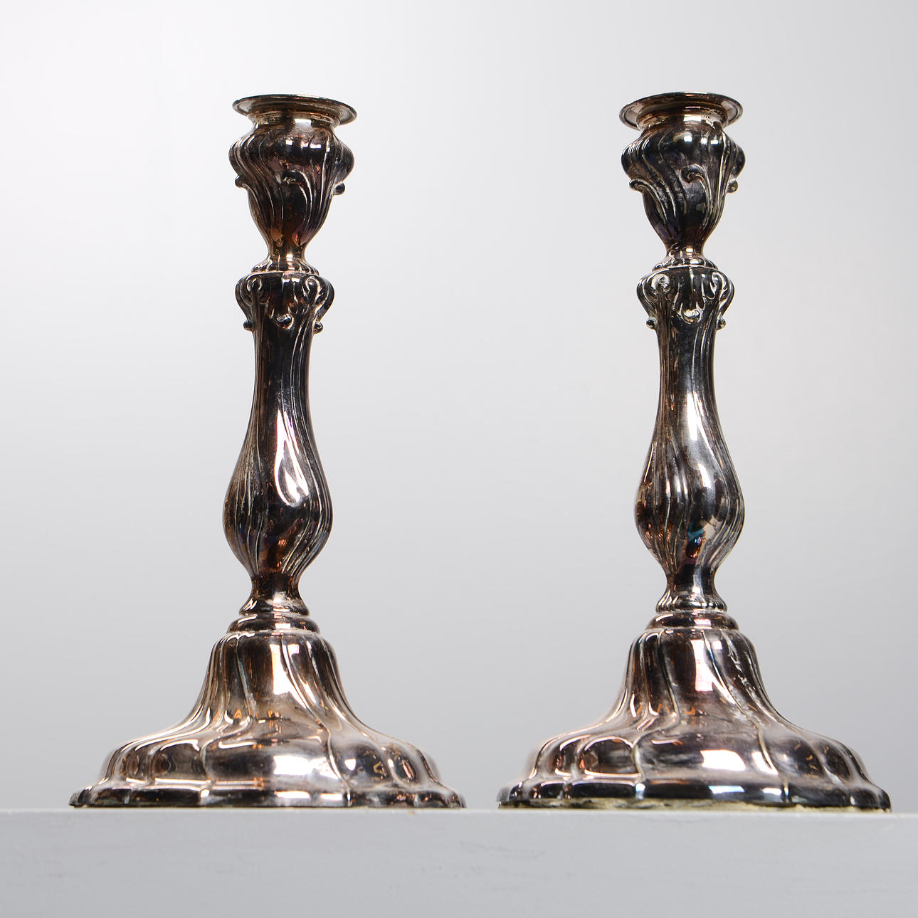 WILHELM THEODOR BINDER. Ljusstakar, ett par, silver, Tyskland