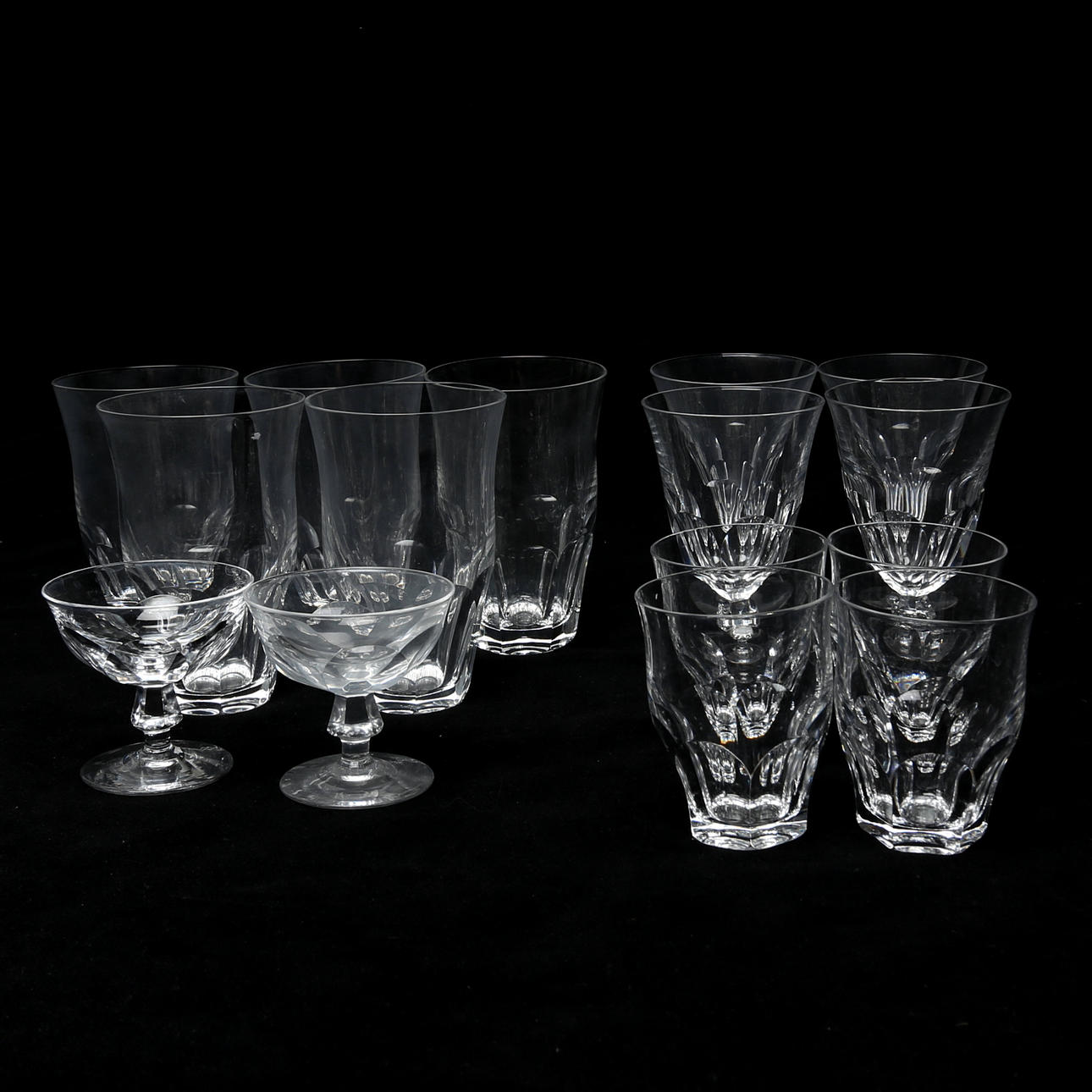 TABLE GLASS, 15 pieces, cut decoration.