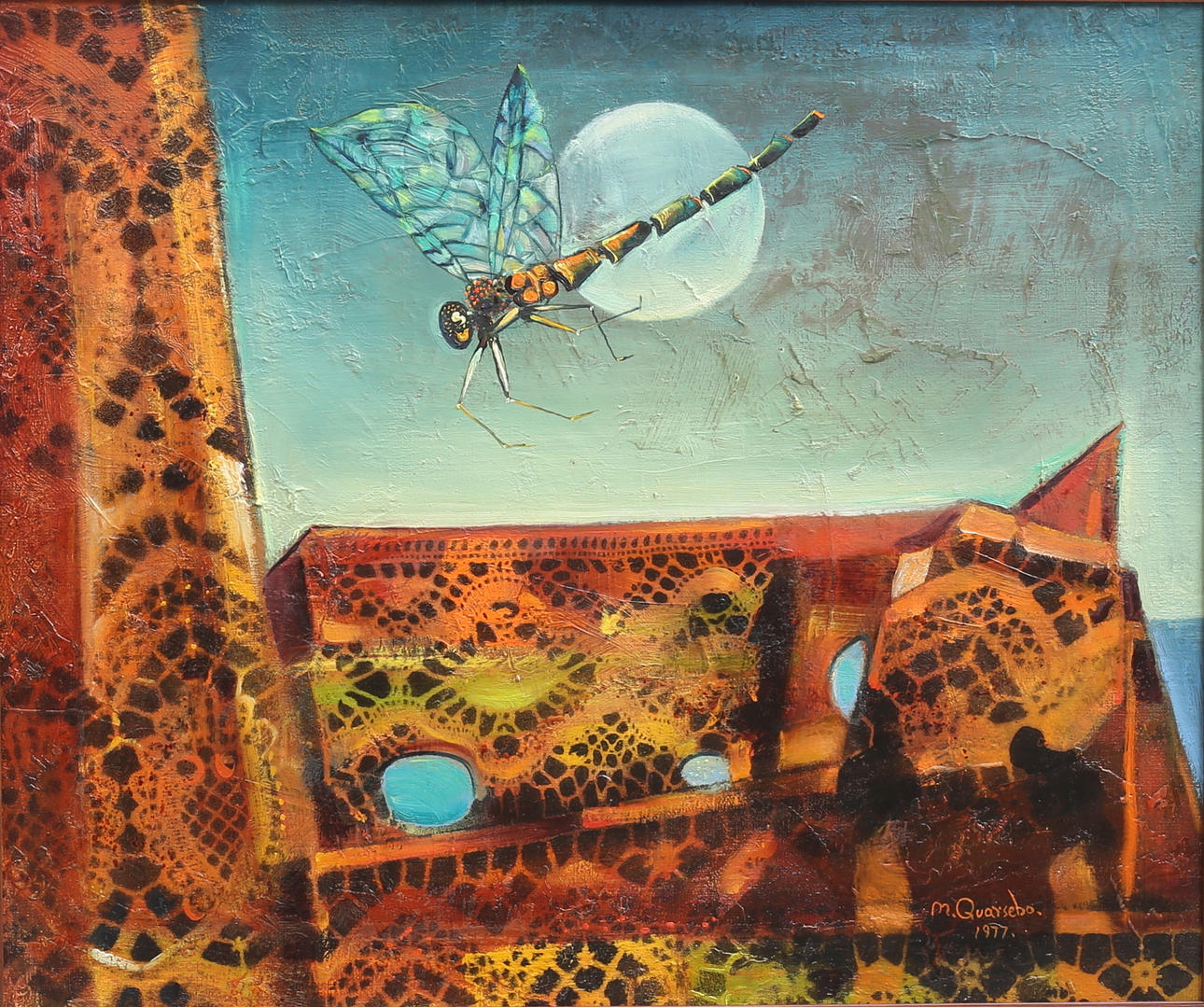 MICHAEL QVARSEBO. "Nocturn". Olja på duk, signerad och daterad 1977.