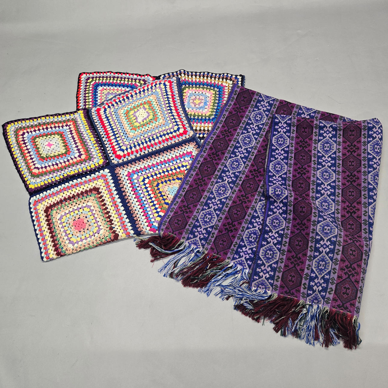 CROCHET BLANKET & TAPESTRY RUG.