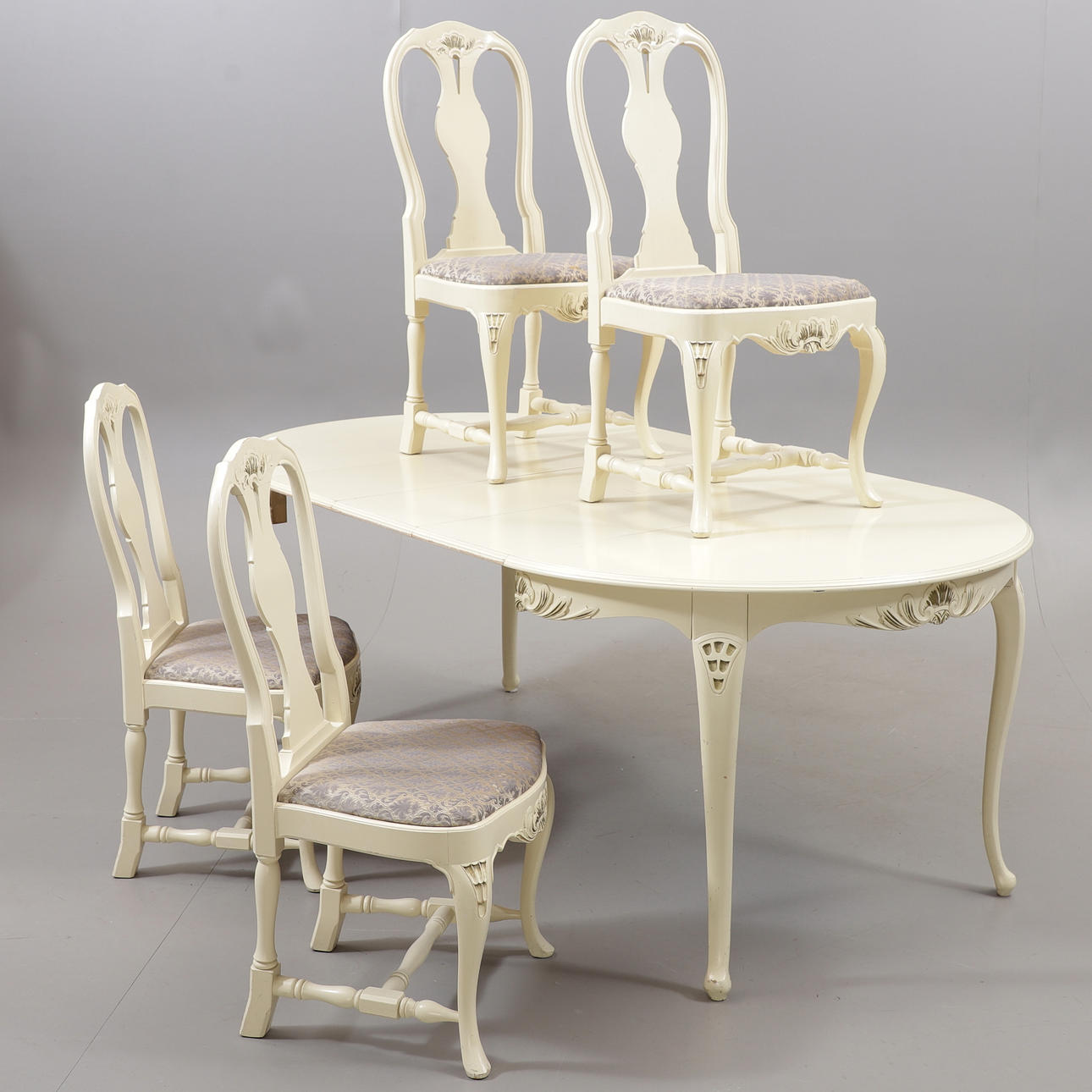 DINING SUITE, 5 pieces, Rococo style, mid-20th century.