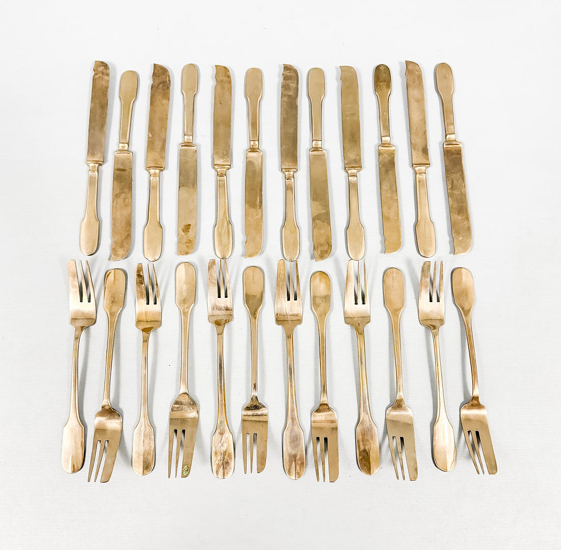 CUTLERY, 24 pieces, white metal.