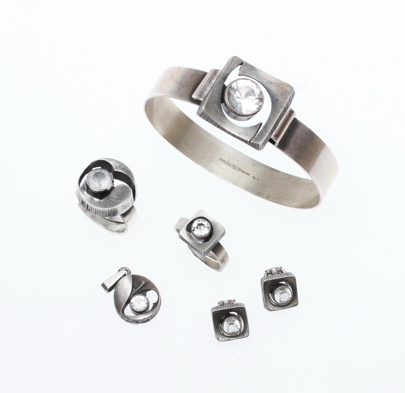 GARNITYR, 6 delar, silver, Karl Laine, Finland. 1970-tal.