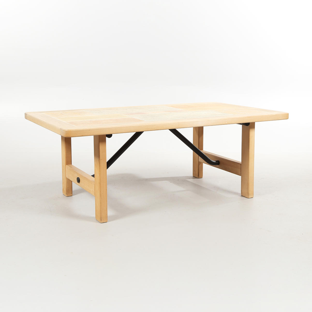 HASLEV MØBELSNEKERI. Coffee table in beech with stone tiles.