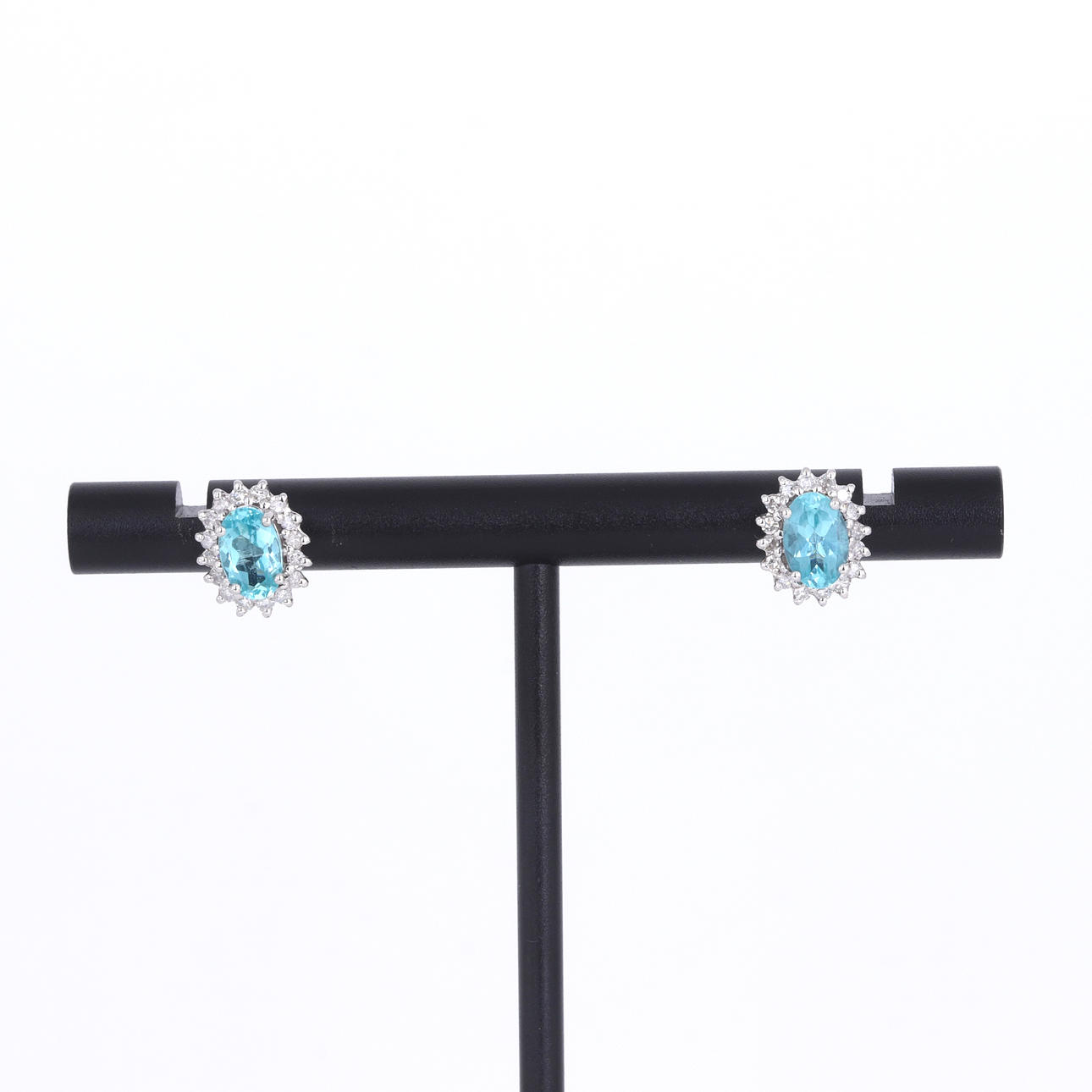 18CT TOURMALINE & DIAMOND STUDS.