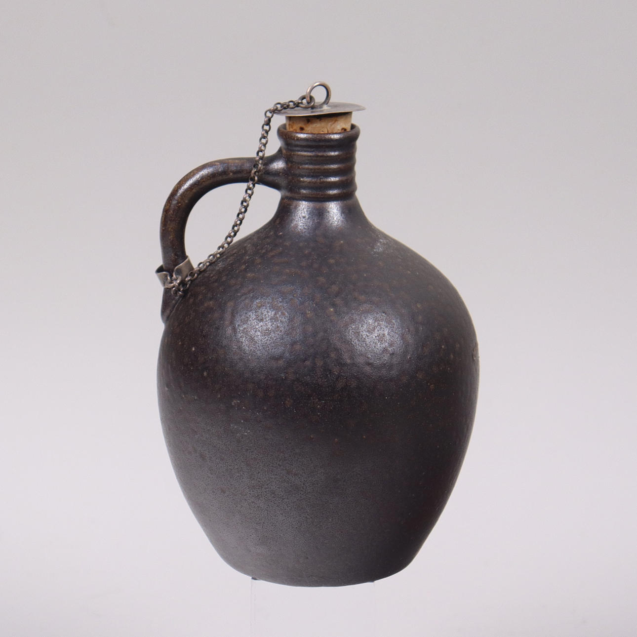 JUG WITH STOPPER, stoneware and silver, Höganäs.