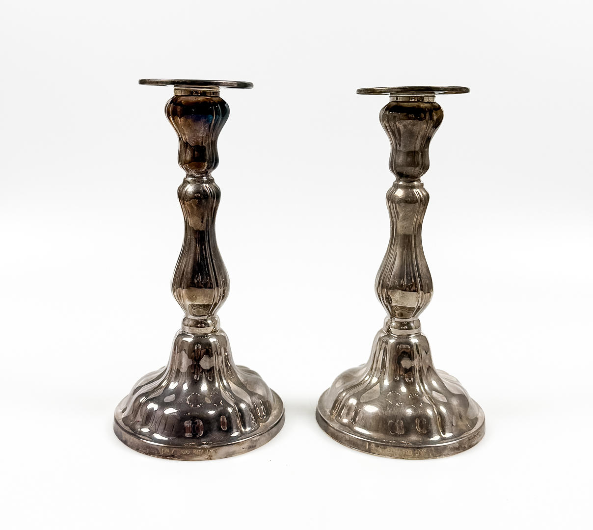 CANDLESTICKS, A pair, Silver, Weighted base, Dacapo Silver AB, Lidköping, 1989.