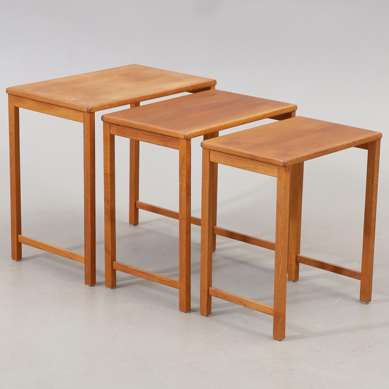 NESTING TABLES, 3 parts, teak, Denmark, 1960s.