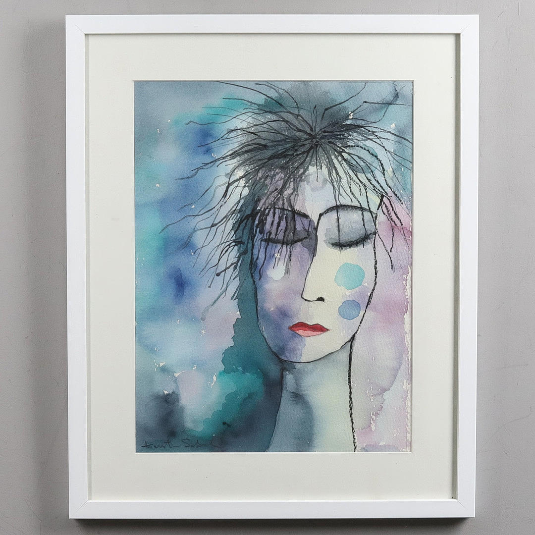 KERSTIN SABEL. Watercolour, "Kvinna", signed.