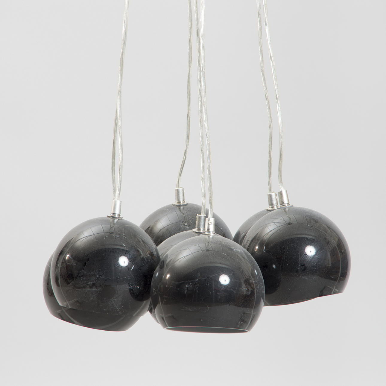 TAKLAMPA, "Olza", 7 hängande glaskupor, modern design.