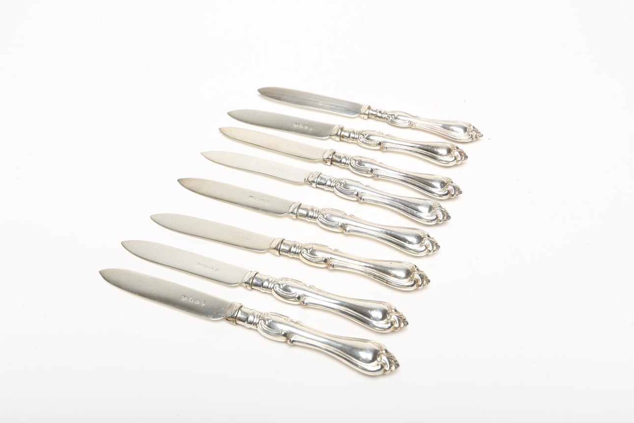 FRUIT KNIVES, 8 pcs, nickel silver.