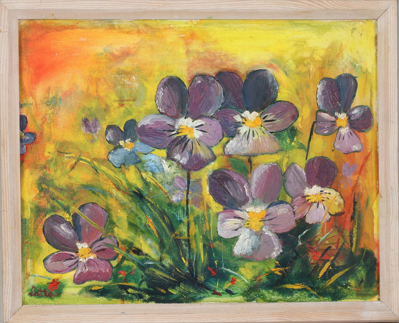 LOTTA GUSTAFSSON. "Syvmorsviol", oil on panel, signed.