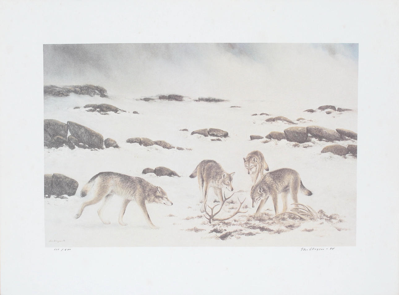 THOR ELIASSON. Wolves, colour lithograph, signed, numbered and dated -94.