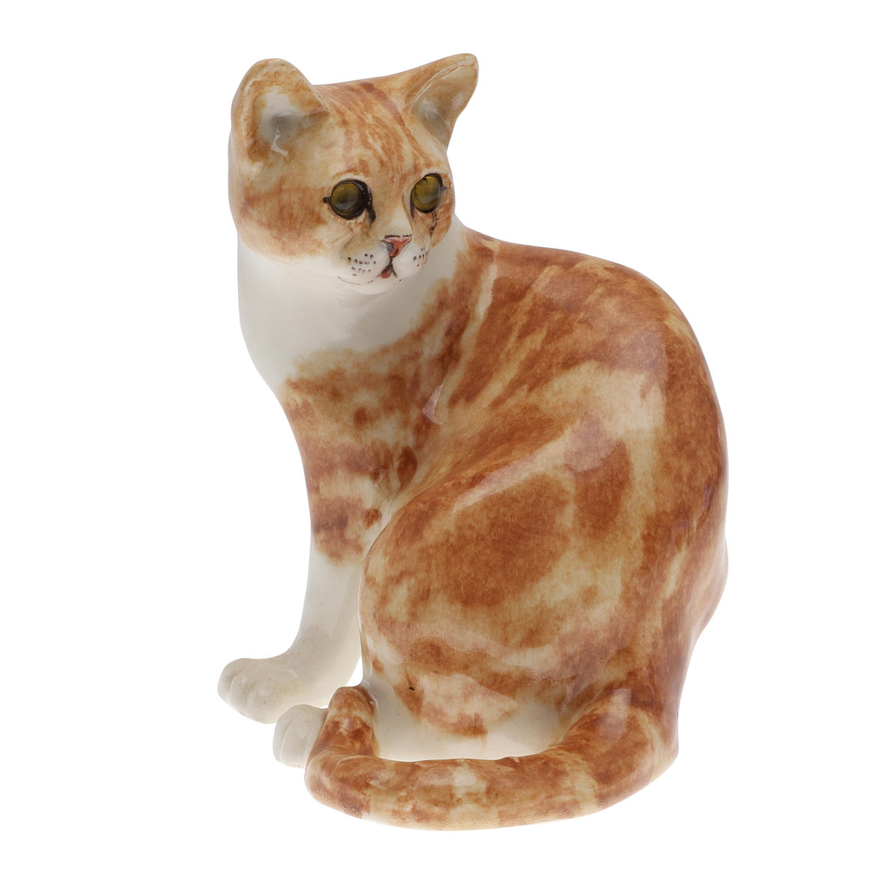 A WINSTANLEY POTTERY SEATED GINGER CAT.