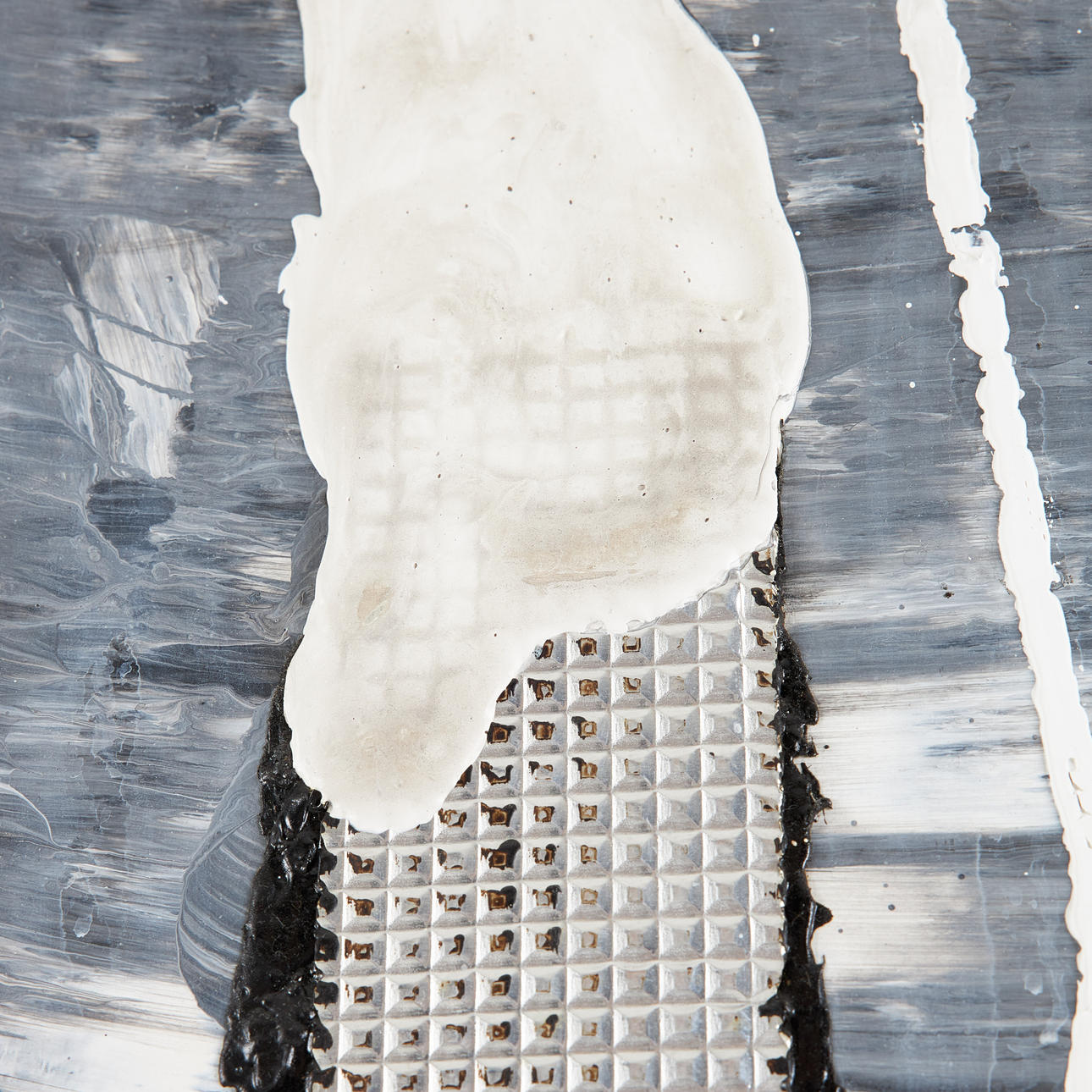 PEP AGUT. Composition, acrylic on panel with applications, signed and dated 1987 on verso.