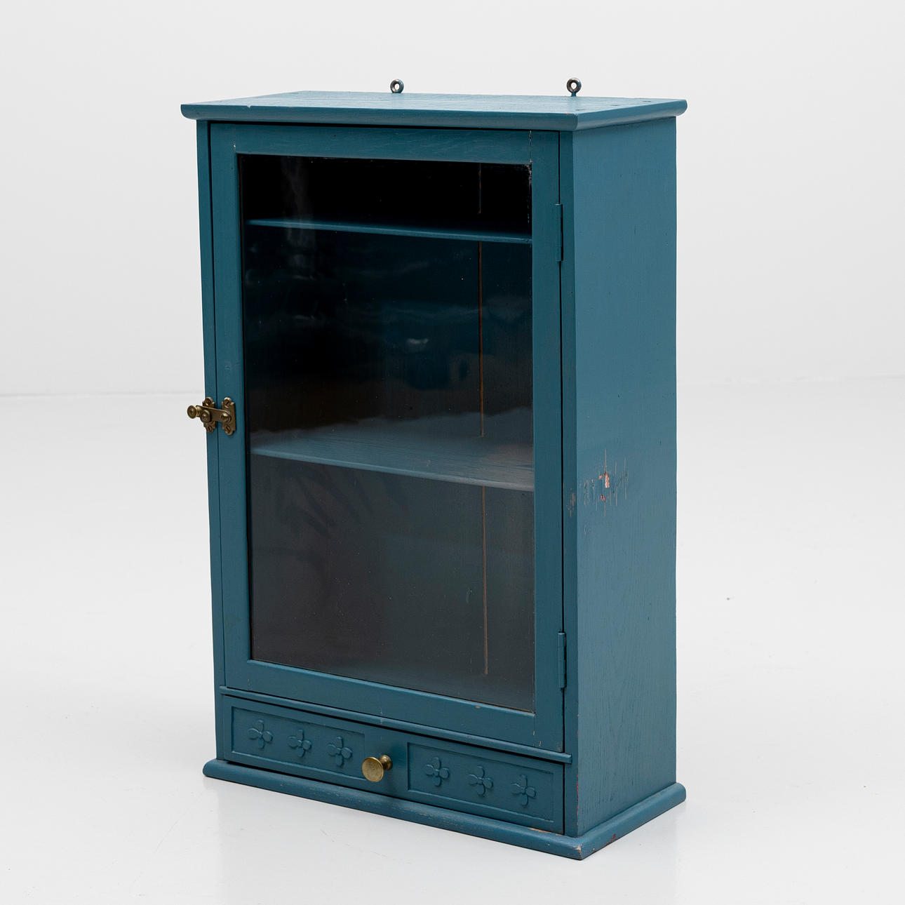 WALL DISPLAY CABINET, blue-painted, 20th century.