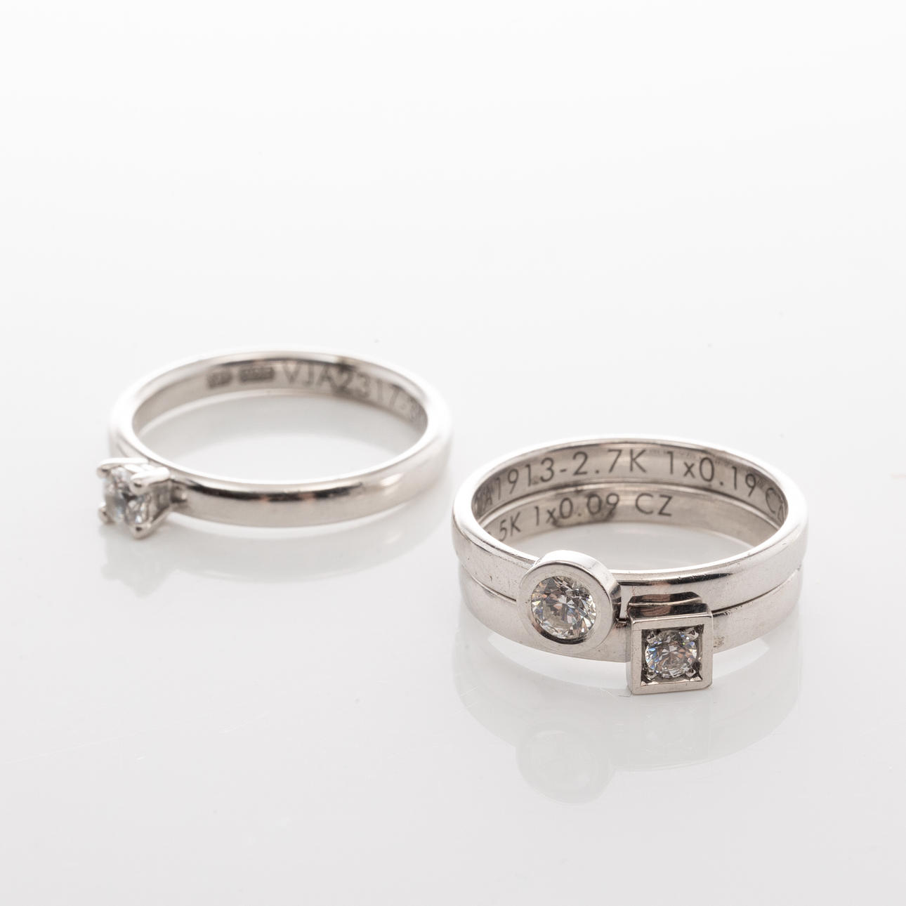 RINGS. 3 pcs, Sterling silver, Diamonds.