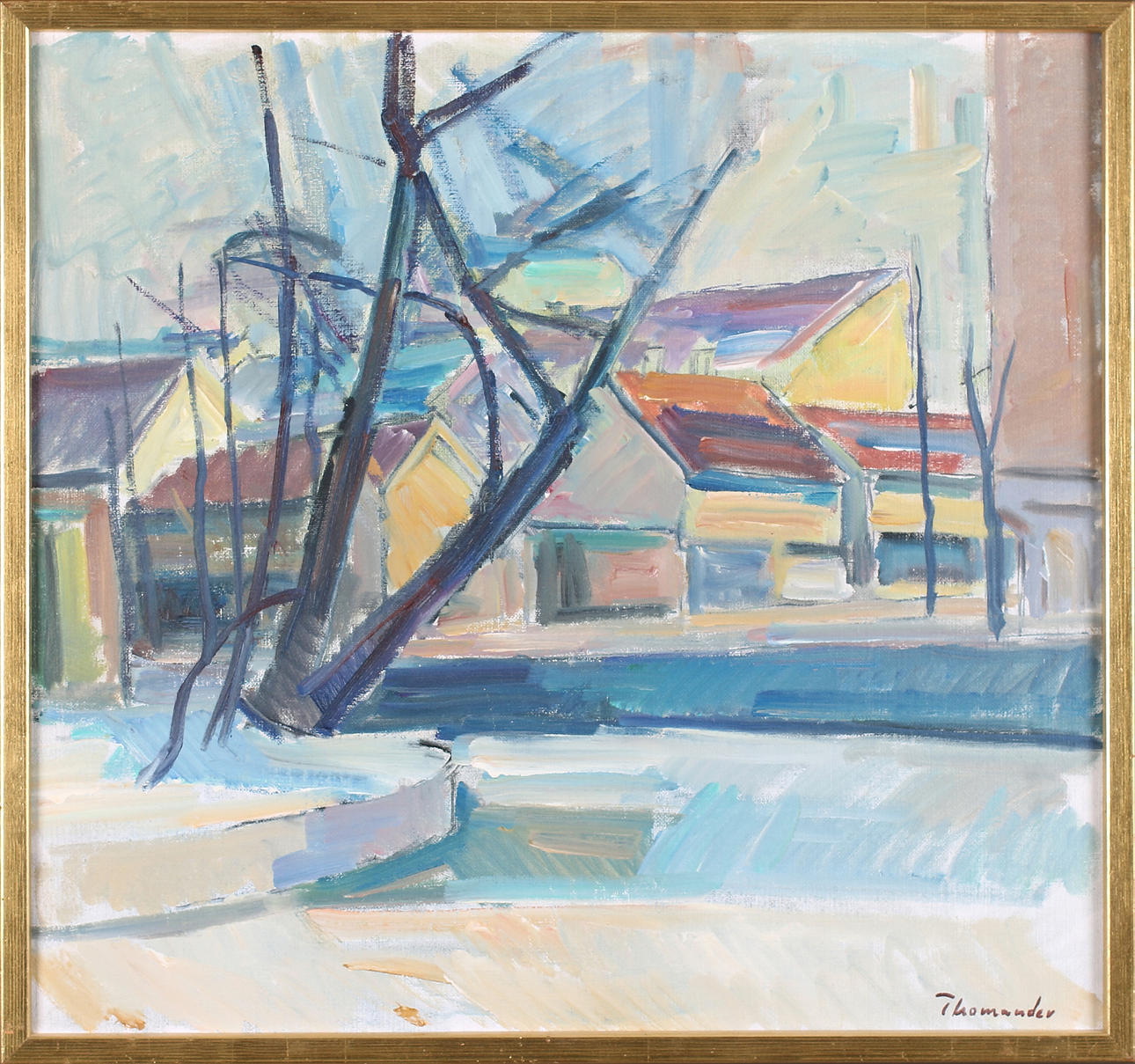 HARRY THOMANDER. "Mot Kungsgatan, Örebro", olja på duk, sigerad.