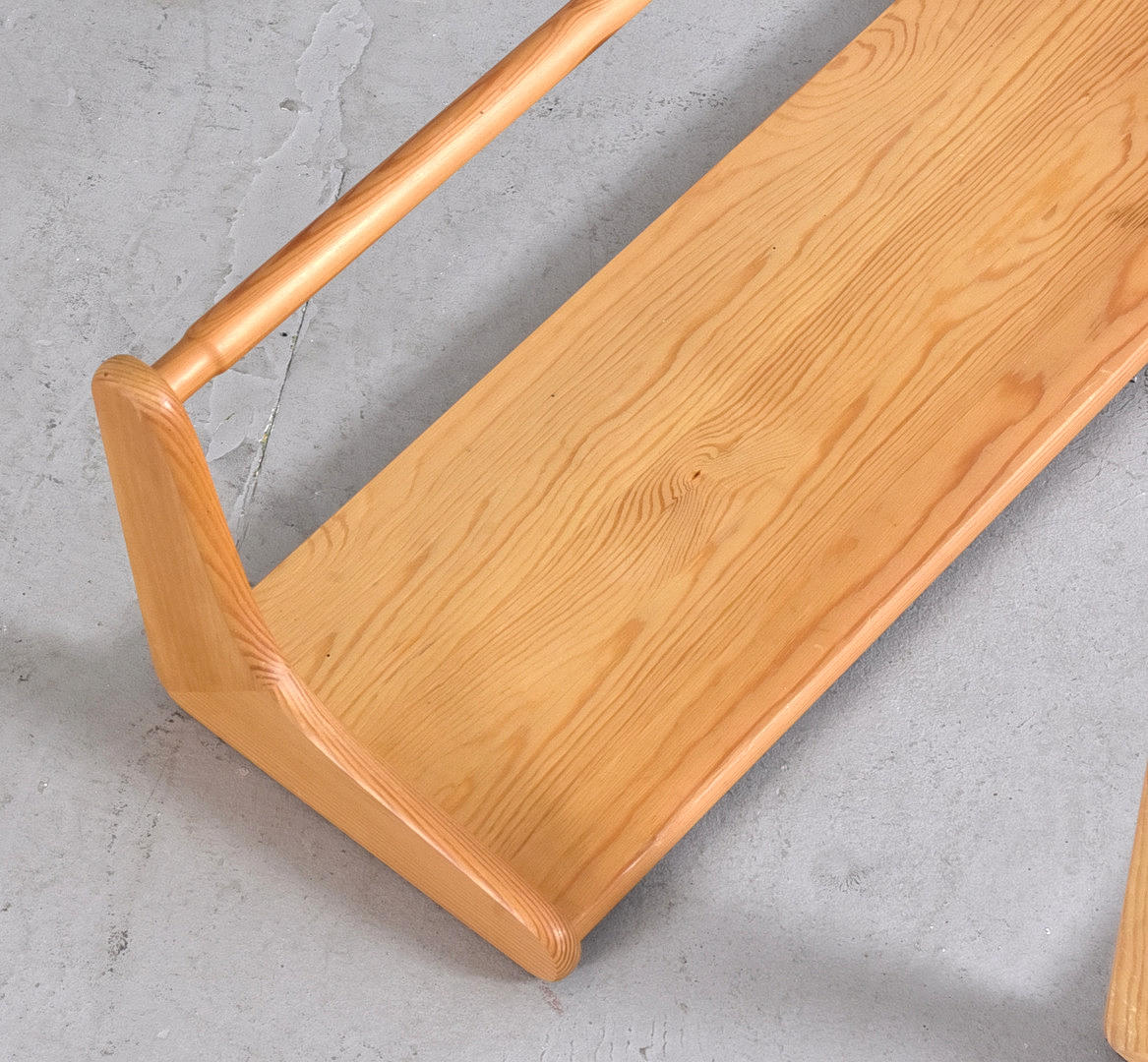 WALL SHELVES, 3 pieces, pine, 1970s.