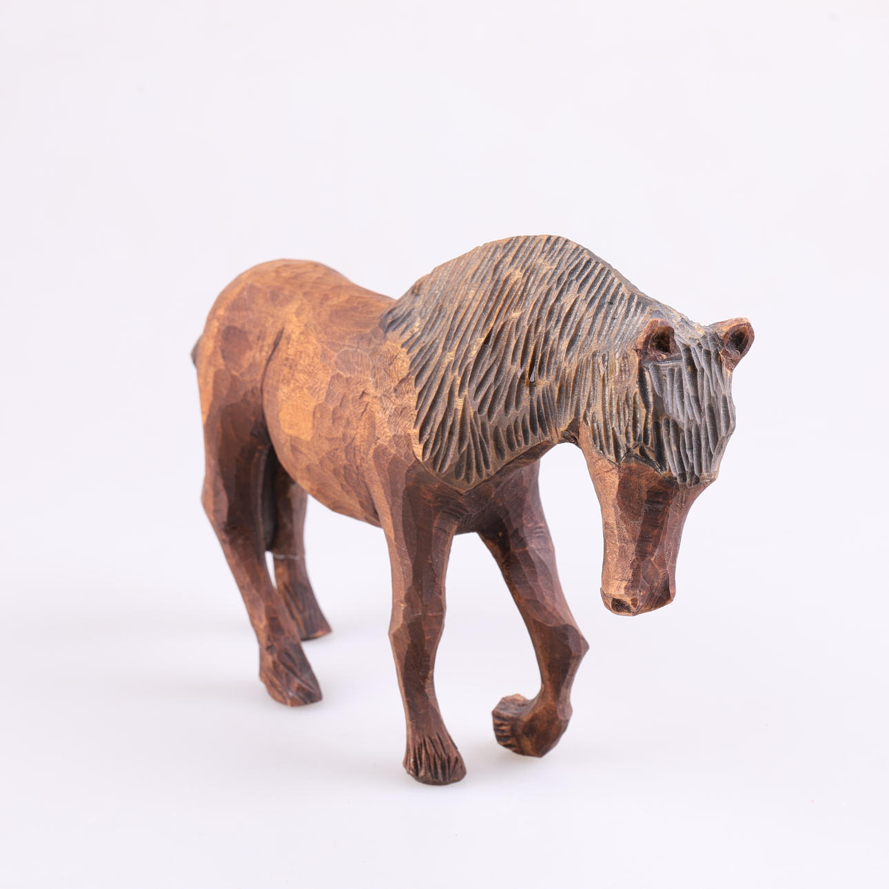 FIGURINE, horse, carved wood.
