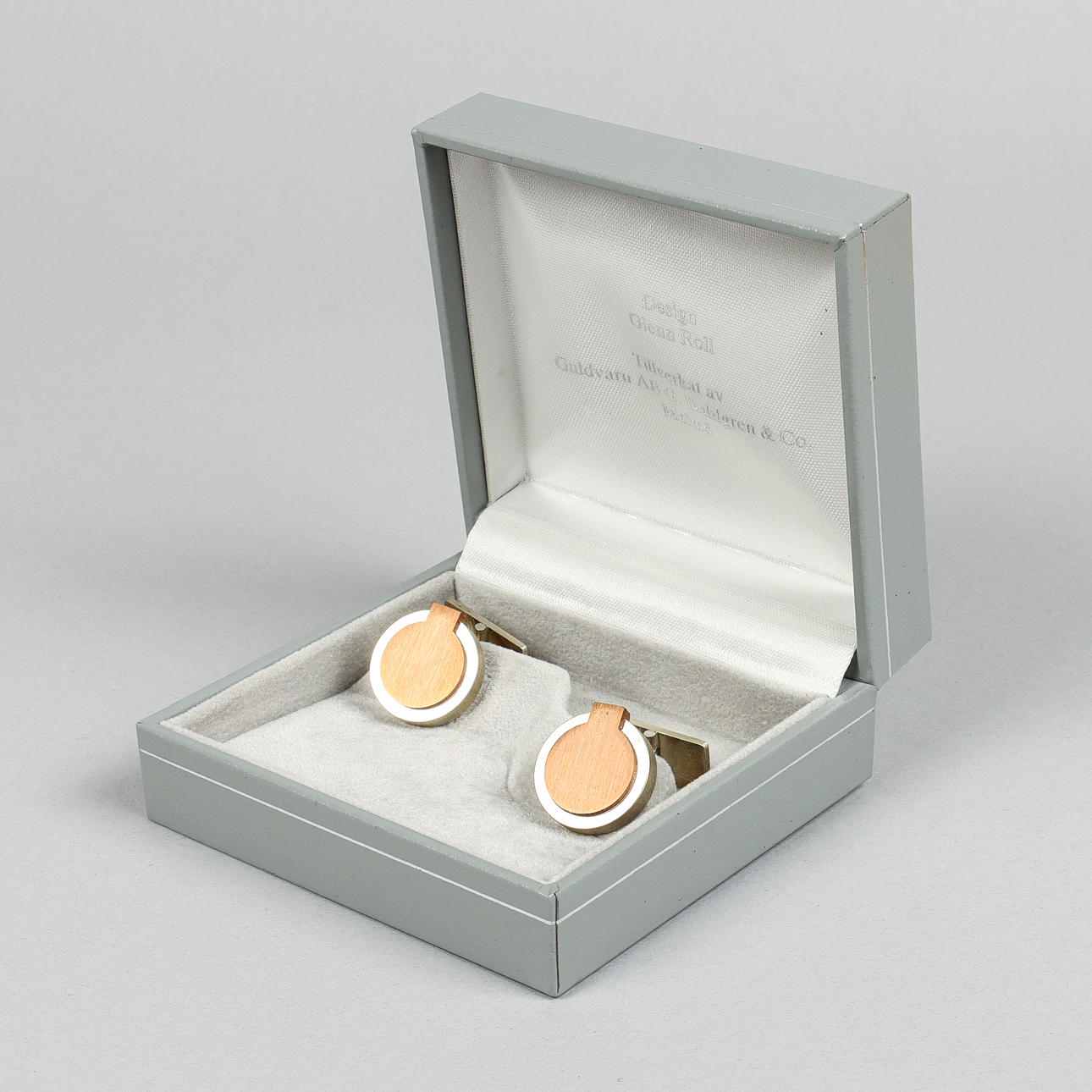 CUFFLINKS a pair, sterling silver & copper, STORA, 1987.