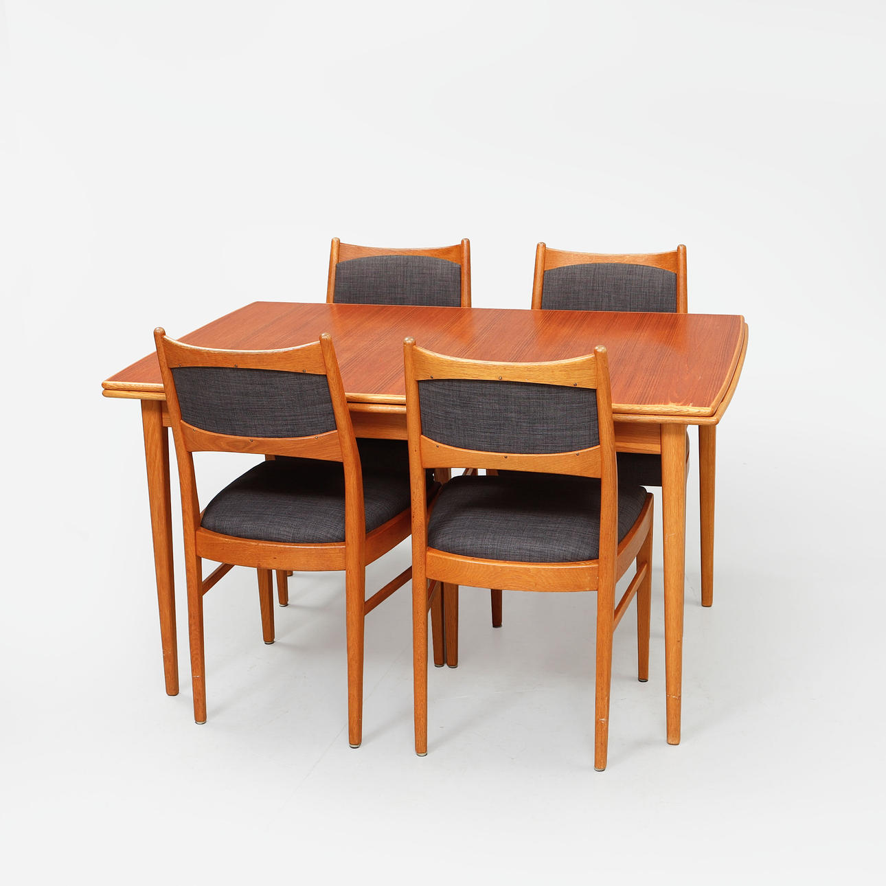TABLE and CHAIRS, 4 pcs, mid-20th century.