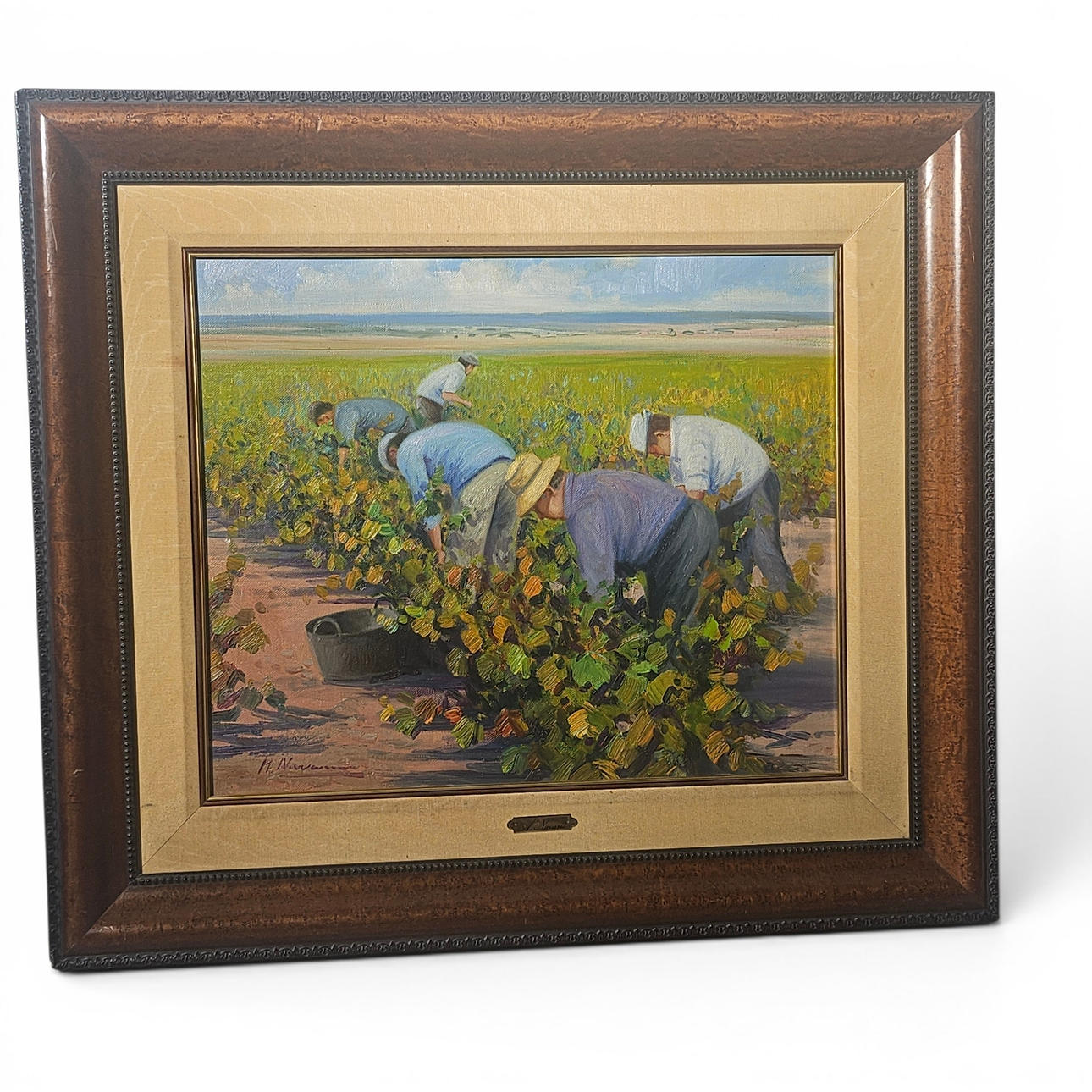 ANTONIO NAVARRO. Oil on canvas. "La vendimia".