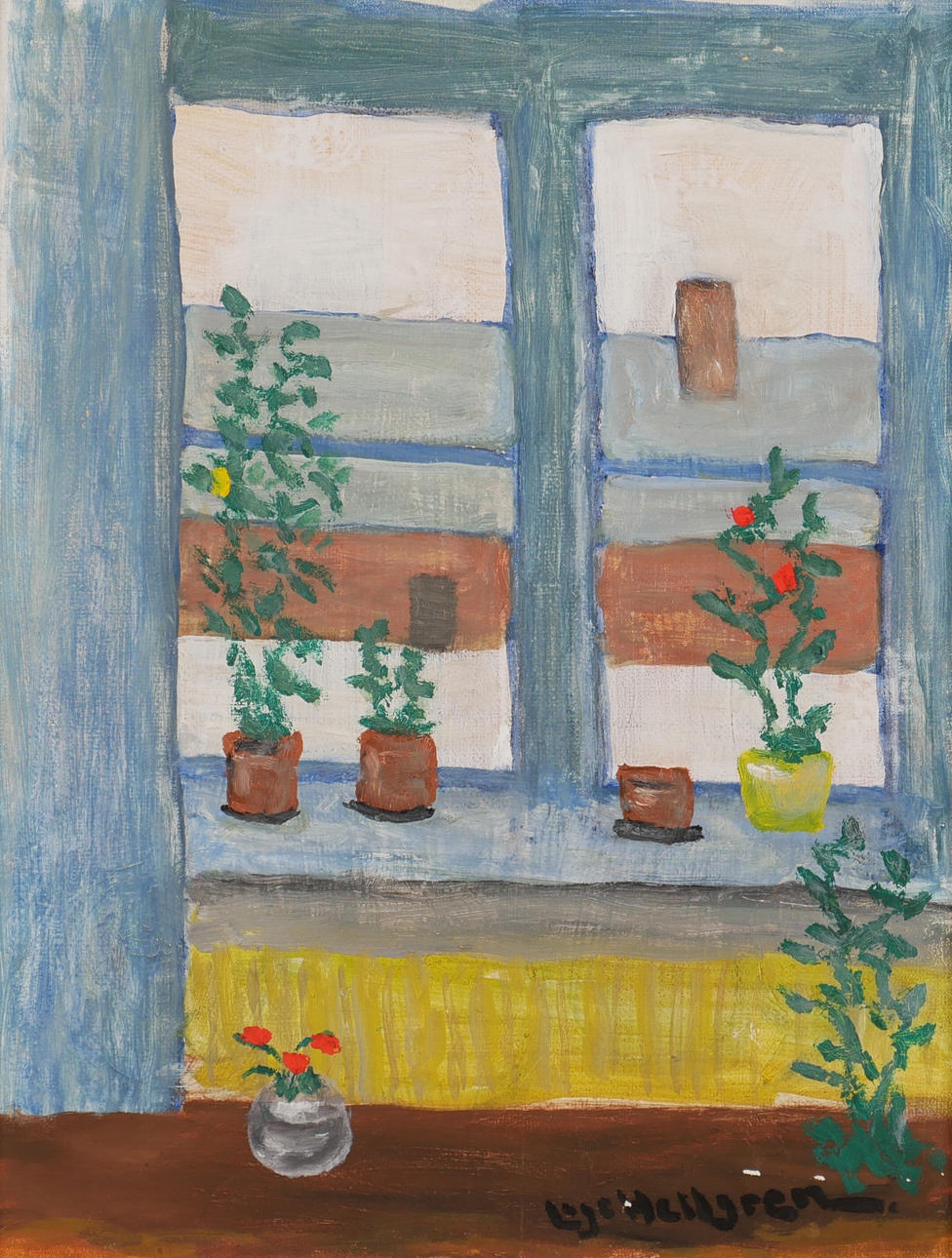 OIDENTIFIERAD KONSTNÄR. Window still life, oil on canvas, signed.