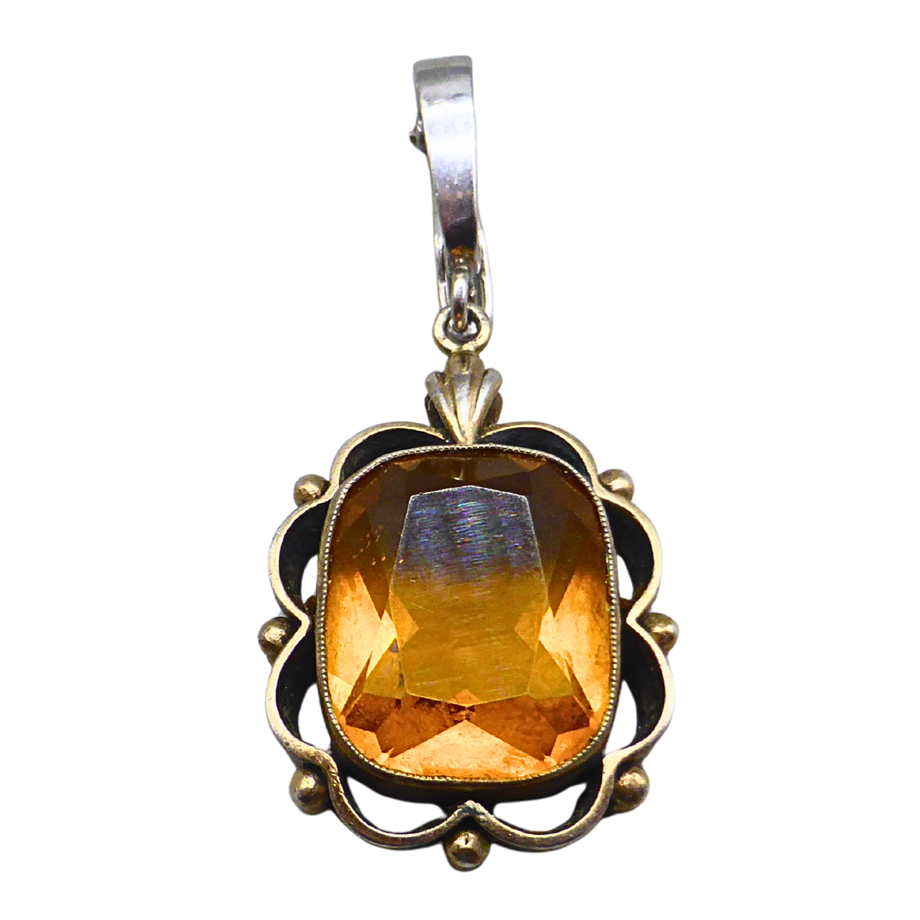 ART DECO PENDANT IN 925 SILVER WITH CITRINE.