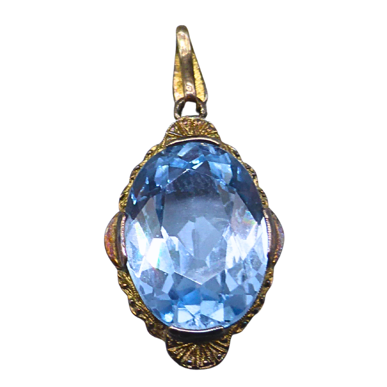 PENDANT WITH LIGHT BLUE GEMSTONE IN 835 SILVER SETTING.