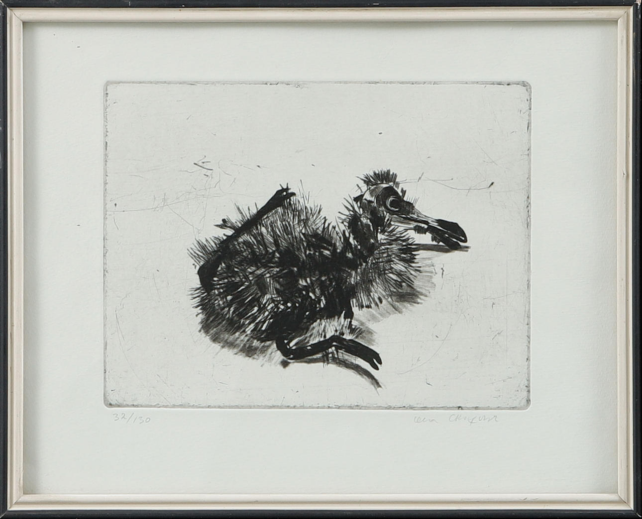 LENA CRONQVIST. Bird chick, etching, signed and numbered 32/130.