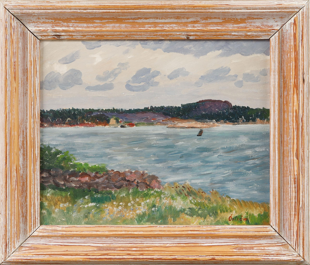 FOLKE ÖSTRÖM. Coastal scene, oil on panel, signed.