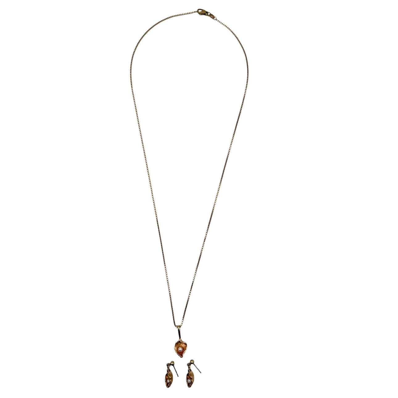 NECKLACE, EARRINGS, a pair, 18K gold.
