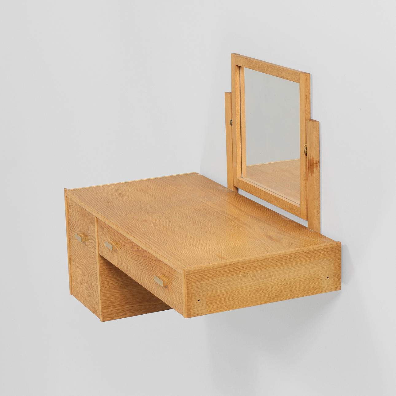 Wall-mounted dressing table in oak, 1970s.