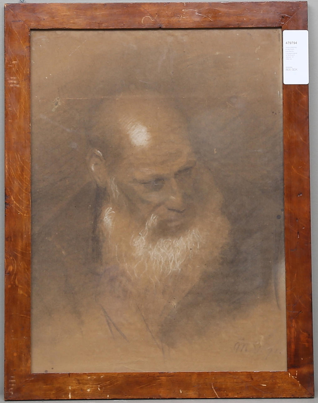 OIDENTIFIERAD KONSTNÄR. mixed technique, monogram signed MB and dated -91, 19th century.