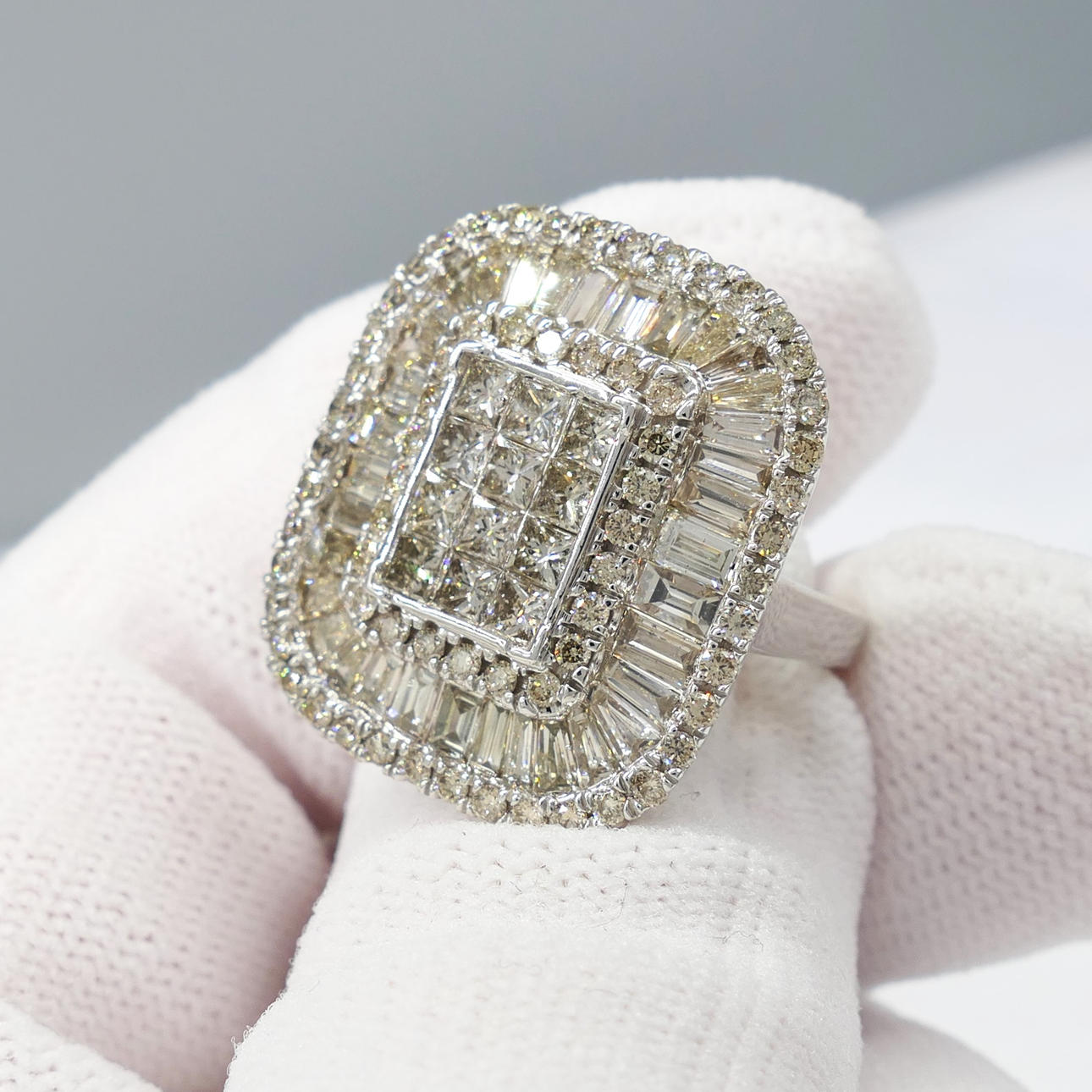 LARGE 3.55 CARAT DIAMOND panel ring.