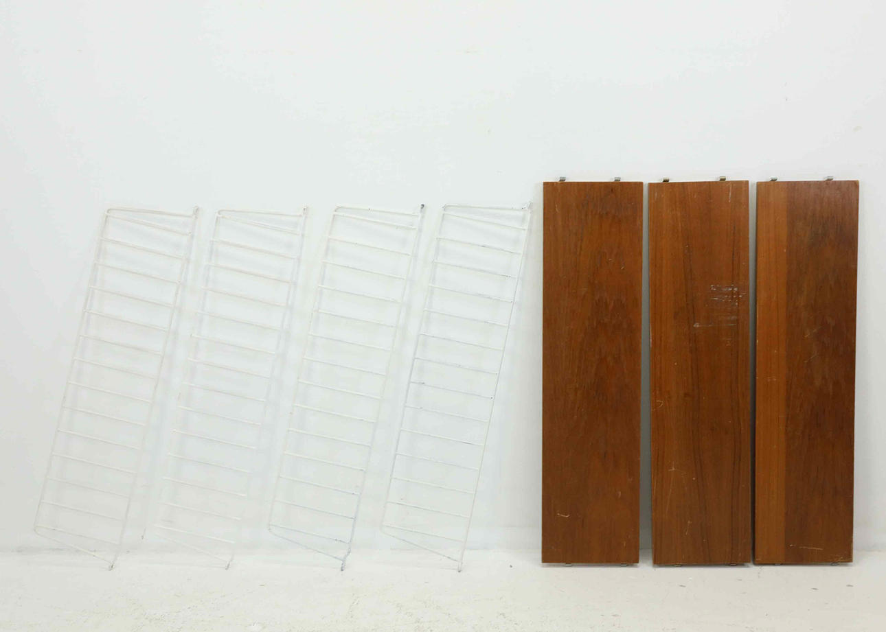 STRING SHELF, teak veneer, 1950s/60s.